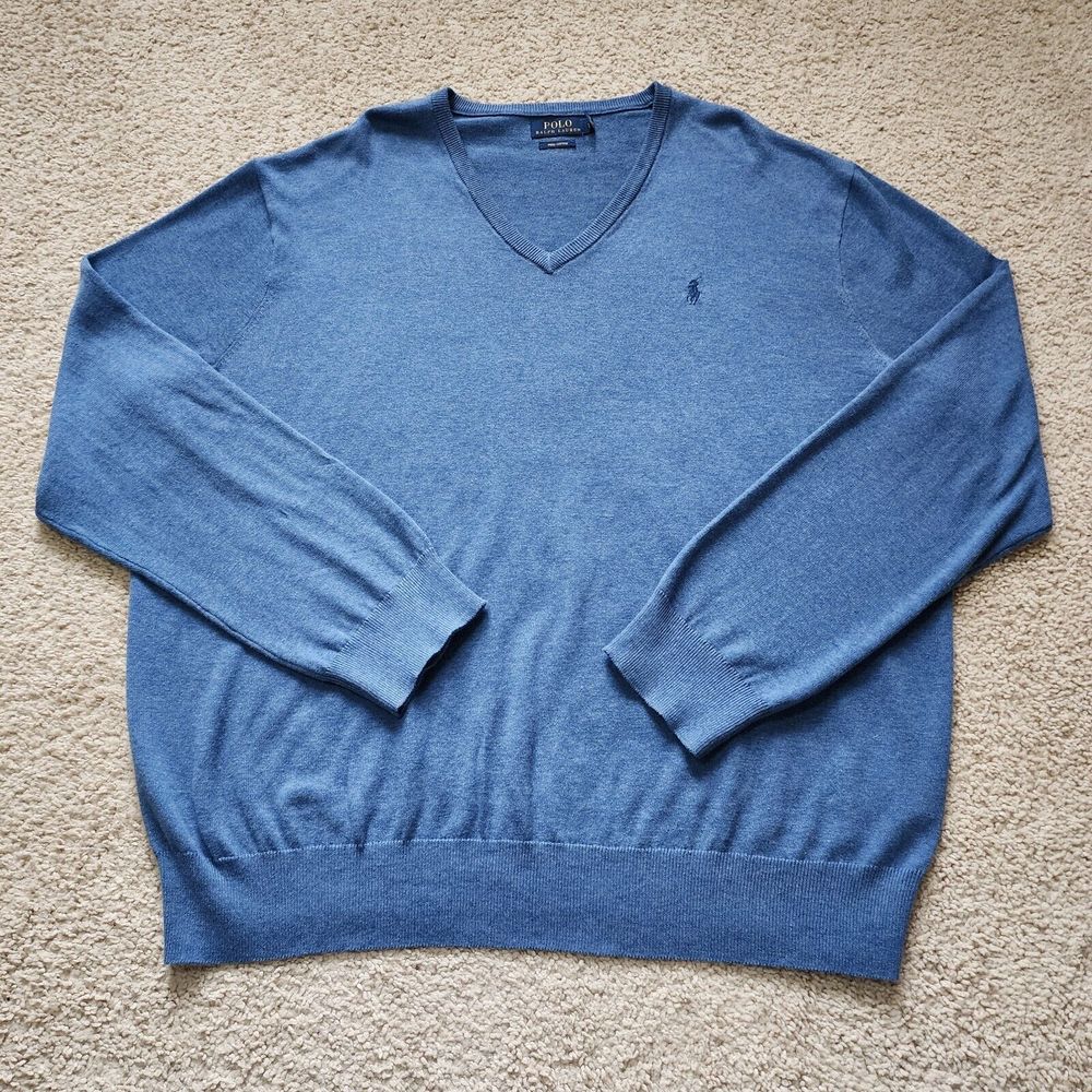 Men's Blue V-Neck Sweater
